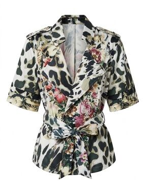 Svetlana Floral Blouse Jacket Short Sleeve Sz 16